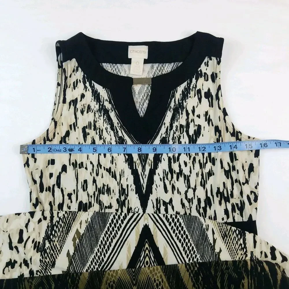 Chicos Maxi Dress Small Abstract Neutral - Picture 3 of 4
